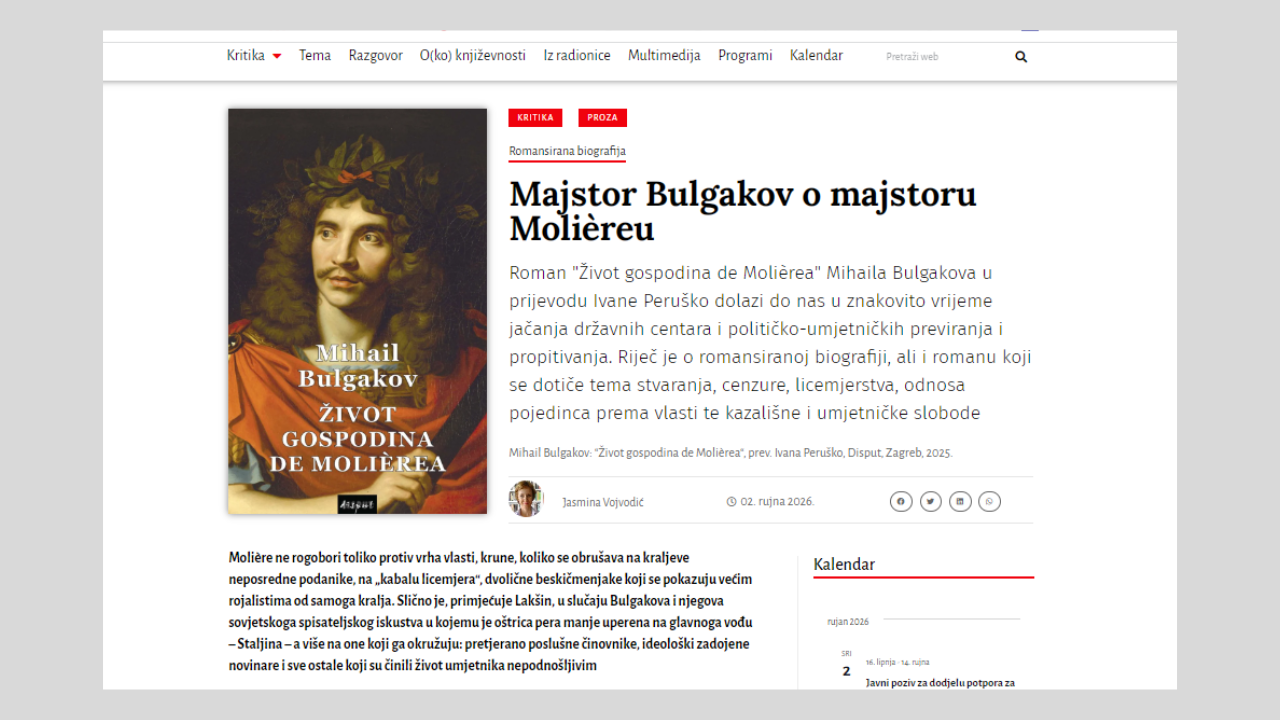 Jasmina Vojvodić o knjizi “Život gospodina de Molièrea” Mihaila Bulgakova