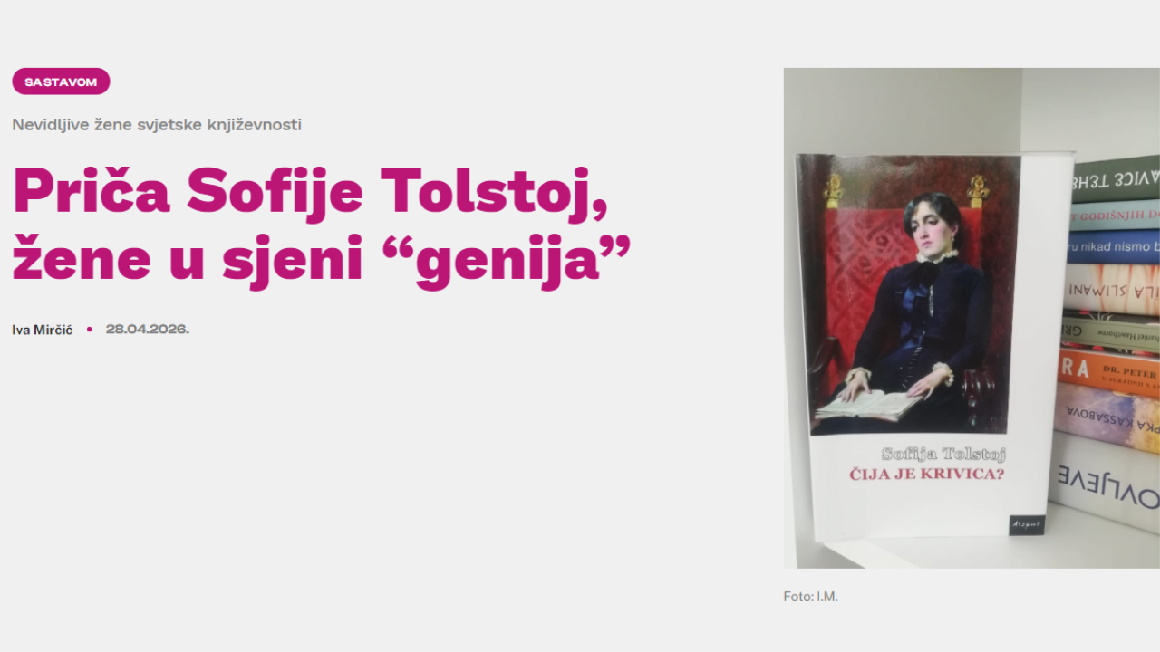 Iva Mirčić o romanu “Čija je krivica?” Sofije Tolstoj