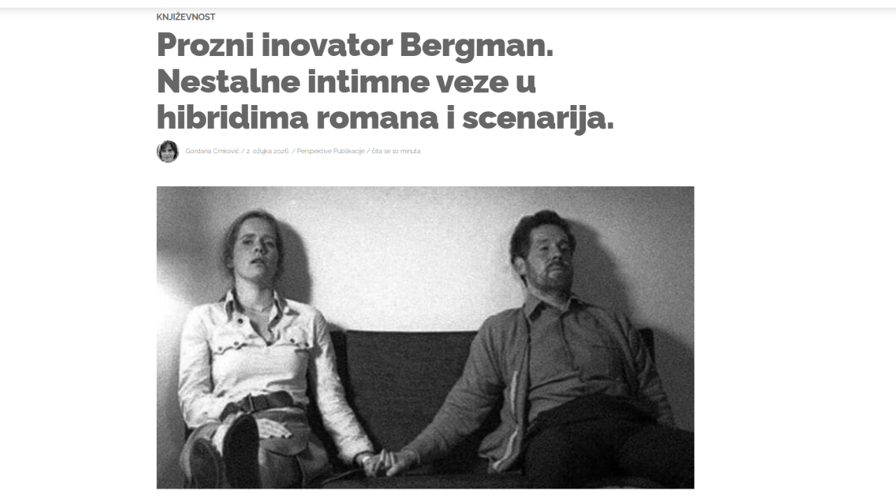 Gordana Crnković pisala je o trilogiji Ingmara Bergmana